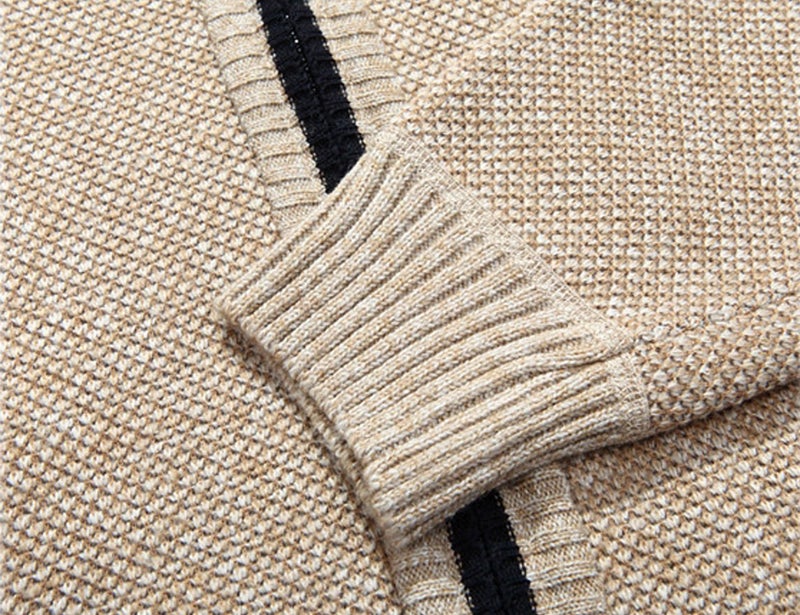 Yeokou Men's Casual Slim Full Zip Thick Knitted Cardigan Sweaters with Pockets (X-Large, Khaki001) - Image 4